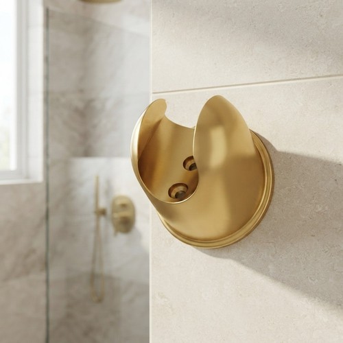 Compact gold metal shower head - gold,