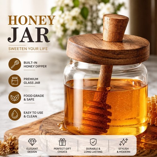 Wooden honey jar - jar, set