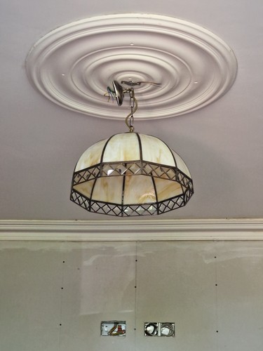 Cream tiffany style pendant - cream,