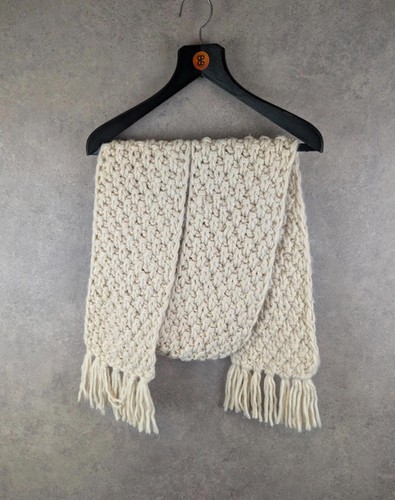 Hand knitted scarf cream - knitted,