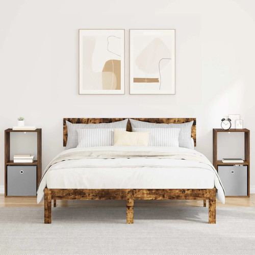 Walplus 2pcssmoked oak - oak, bedside