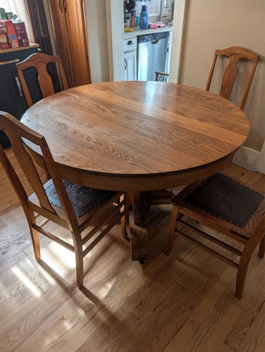 Antique oak dining table and - antique,