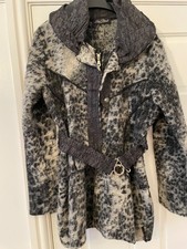 Zone Bleue, PARIS Textured coat with snazzy Belt, hardly worn, vintage, 12/14 UK