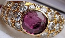 18Ct Gold Ruby & 1Ct Diamond Cluster Wedding Ladies Eternity Ring Size M 5.1g