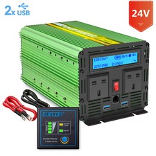 EDECOA Power Inverter 2000W 4000W DC 24V to AC 240V Converter HGV Lorry Truck