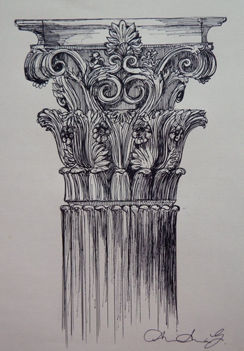Corinthian capital column - corinthian,