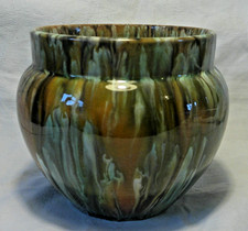 Vintage Brown/Green Studio Ware Art Pottery Drip Glaze Jar Vase Unmarked