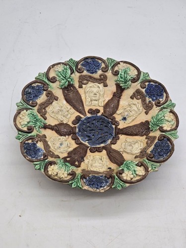 Victorian majolica wall - majolica, plaque