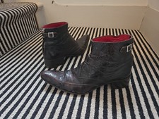 Jeffery West Brown Goatskin Winkle Pickers, Zip And Buckle Boots, Made in Italy