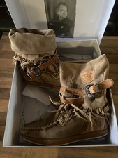 El Vaquero Moccasin Wedge Hidden Heel 6 39 Boots BNIB Festival