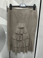 Sanimi Beige/Grey Cashmere/wool Pencil Skirt Frills Back Size M