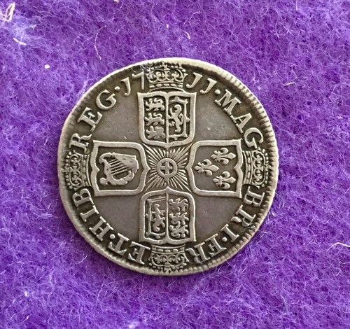 Queen anne 1711 shilling - queen,