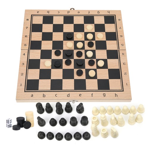 Wooden chess checkers - 3-in-1,