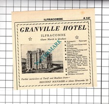 Granville Hotel Ilfracombe Devon Small Advert - 1958 Cutting