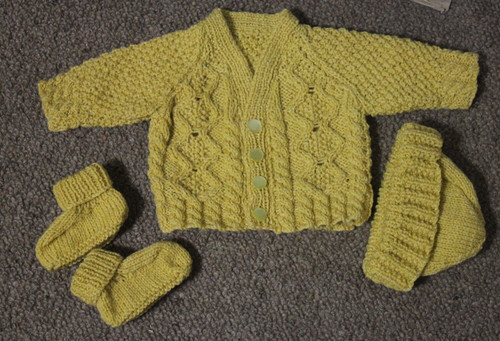 Hand knitted baby boy pram - hand,