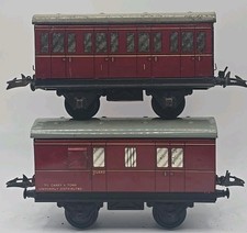2x VINTAGE HORNBY O GAUGE BR 1ST CLASS PASSENGER COACH & BRAKE VAN MODELS C