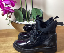 Adesso PIXIE Black Leather Zip Patent Boots Size 6 New