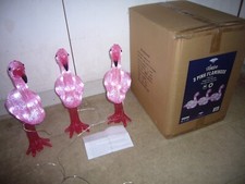 Three Pink Flamingo Statues Lamp Set