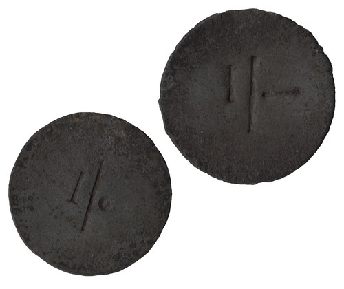 Old stamped one shilling - x2,