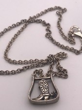 Vintage sterling silver  south western style cowboy boot, spurs necklace 56cm