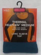 LADIES MARKS & SPENCER DARK TURQUOISE THERMAL HEATGEN EXTRA WARMTH  TOP SIZE 18