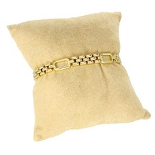 9ct Yellow Gold Brick & Hoop-Link Bracelet - 7" - 13.6g