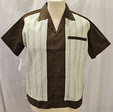 Mens 1950's Brown panelled casual shirt Rockabilly Rockin 50s Bowling Shirt R&R