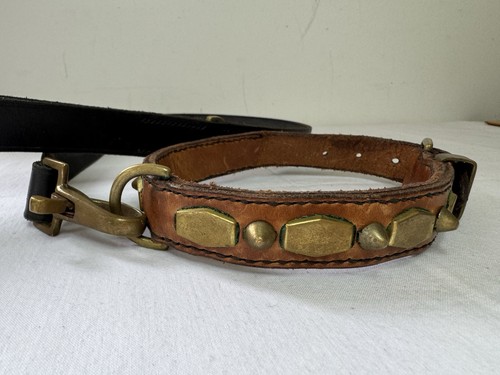 Leather studded collar and - leather,