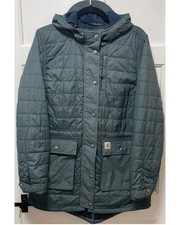 Carhartt Puffer Coat Quilted Hooded Rain Jacket Green Medium ( 10/12
