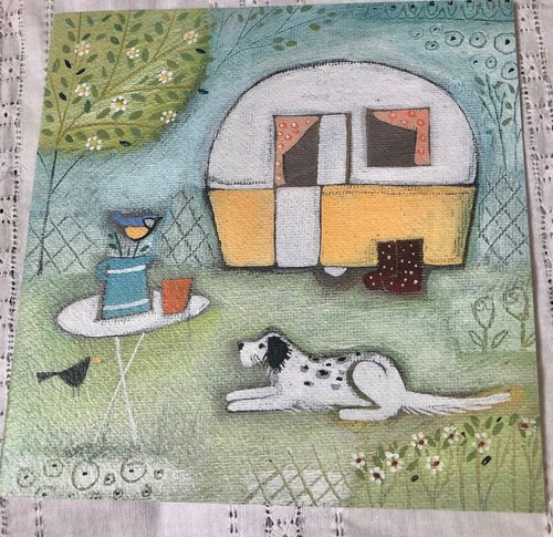 Cute caravan greetings card - cute,