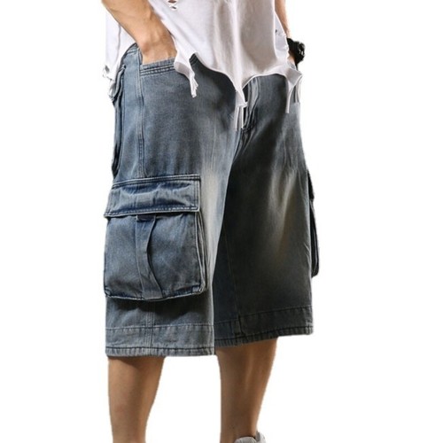 Men hip hop denim shorts - men,
