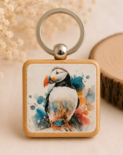 Puffin keyring handmade - keyring, on