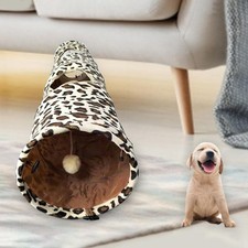 Leopard print Collapsible Cat Tunnel Cat Toys Play Tunnel Durable Hideaway Pet