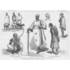 ABYSSINIA Scenes of Native Life - Antique Print 1884