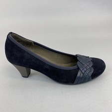 Gabor Navy Leather Nubuck Pumps Court Mid Heels Slip On Work Office Shoes 38 UK5