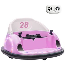 AIYAPLAY 360° Rotation 12V Kids Bumper Car w/ Remote Control, Pink