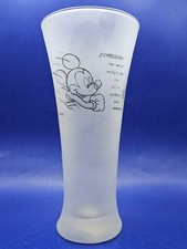 Disneyland Paris Mickey Mouse Large Frosted Glass Flute Tumbler Souvenir 1 pint