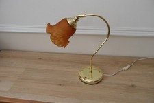 Vintage Swan Neck Desk Lamp With Amber Coloured Shade