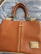 Vintage Dolce & Gabbana D&G Handbag Brown Leather Top Handles Small 12"x8"