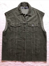 Zara Women’s Olive Green Corduroy Vest Gilet Sleeveless Jacket - Sz S