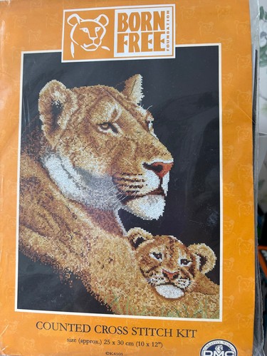 Cross stich kit born free - free, lion