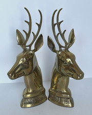 PAIR Brass Bookends Deer Buck