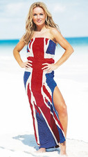 RARE GERI FOR NEXT UNION JACK BANDEAU MAXI DRESS PATRIOTIC JUBILEE UK 10 38 6