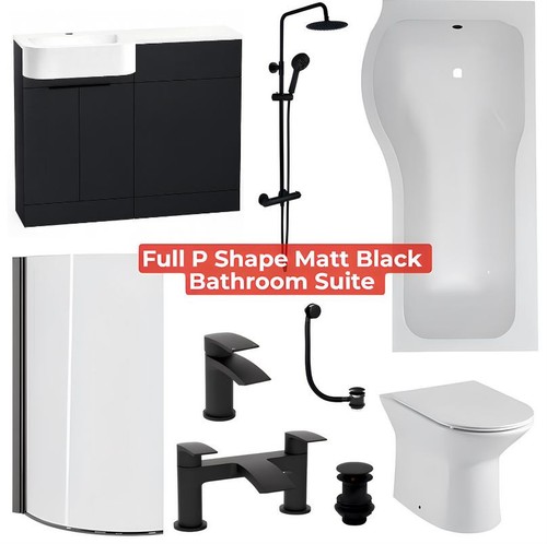 Black shape unit bath full - p,