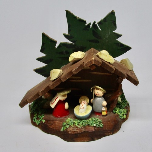Vintage christmas wood crèche - christmas,