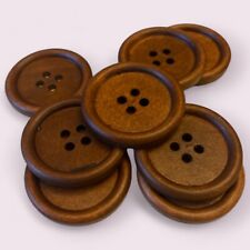 Large Round Brown 35mm Wooden Sewing Buttons Scrapbooking 4 Holes Crafts