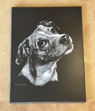 R Russell Scratchboard Print of Jack Russell Terrier/HMV Dog 1977- See Details