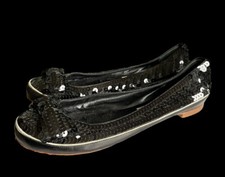 Marc Jacobs Sequin Flat Shoes 37 UK4 Made in Italy Black Bow Detail