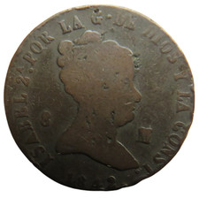 1842 Spain 8 Maravedis Coin