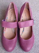 Staccato Ladies Plum Leather Wedge Court Shoes Size 42 (8) BNWOB